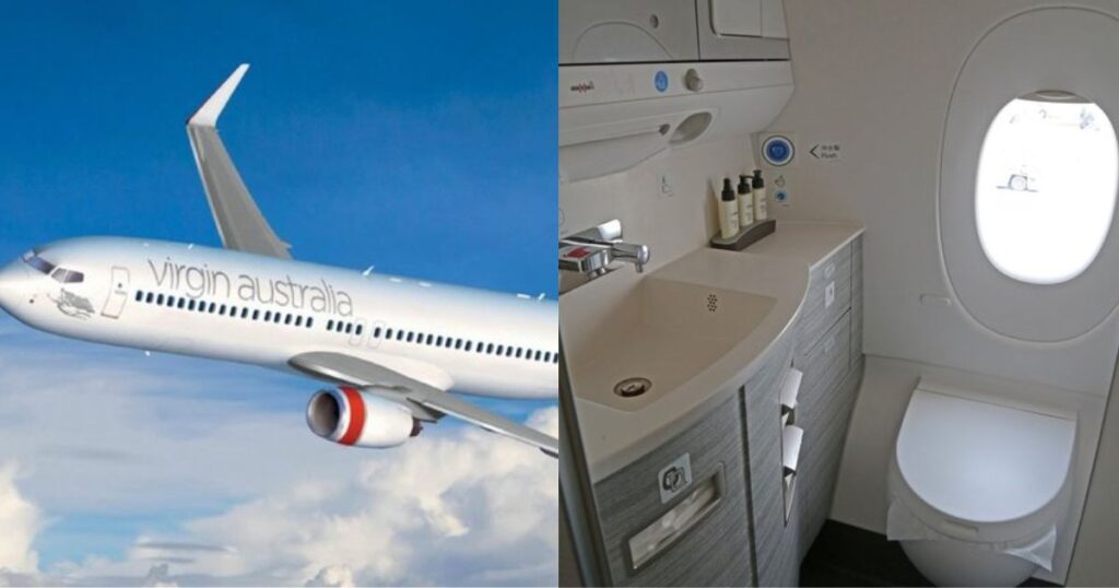 Passengers on Virgin Australia Flight Report Being Forced to Use Bottles and Sinks After Toilet Breakdown. (left- @MakisMD|X) and (right- @flightradar24|X).
