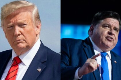 President Donald Trump and Governor J.B. Pritzker ( left- @ElephantSignal|X) and ( right- @RYboating|X).