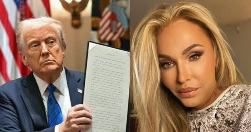 President Donald Trump (@RightScopee|X) and Real Housewives of Miami alum Lauren Foster (@thereallaurenfoste| via Instagram).