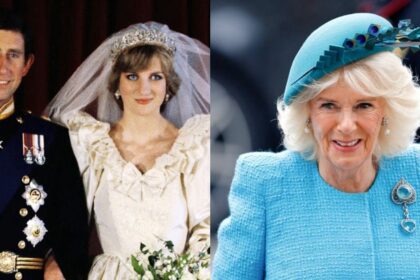 Prince Charles and Princess Diana in 1981 (R) via @nandaxxie | X, and Camilla Parker Bowles (L) via @lasloria | X.