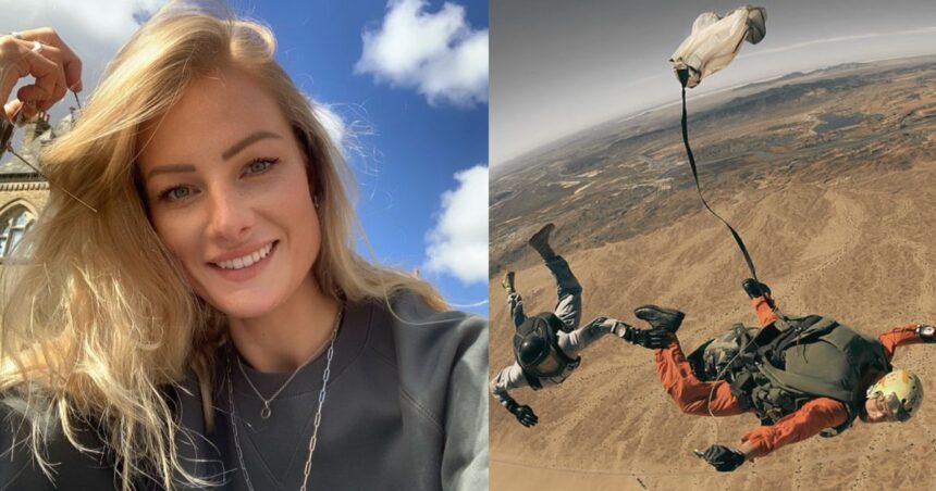 Skydiver Jade Damarell (left-@ScaryEurope|X) and (left- PickPik).