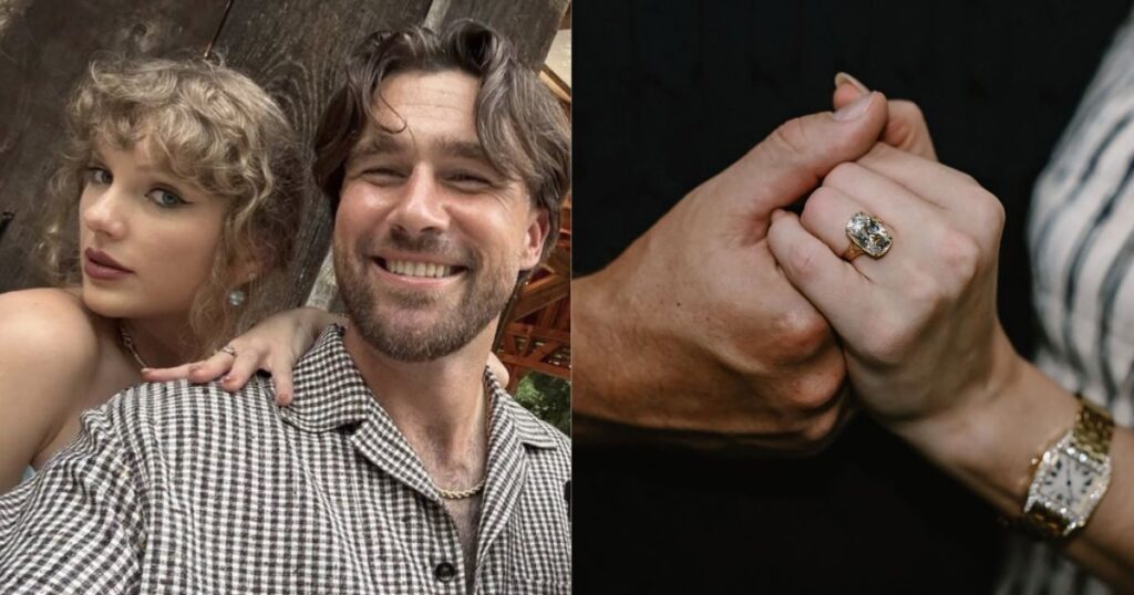 Taylor Swift and Travis Kelce ( left- @PopCrave|X)b and (right- @Saefty13|X).