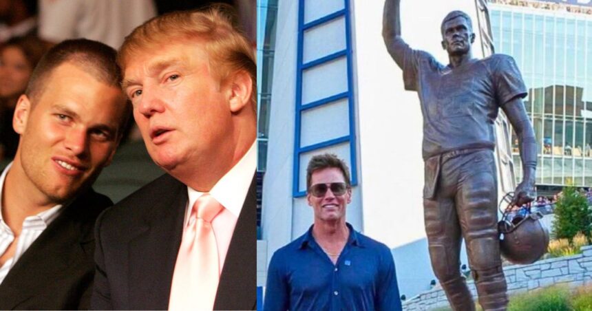 Tom Brady stands beside his newly unveiled Patriots statue and the internet sees Donald Trump