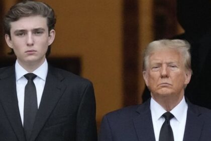 Trump appreciates Barron while also pointing out his height and impact on sports.
