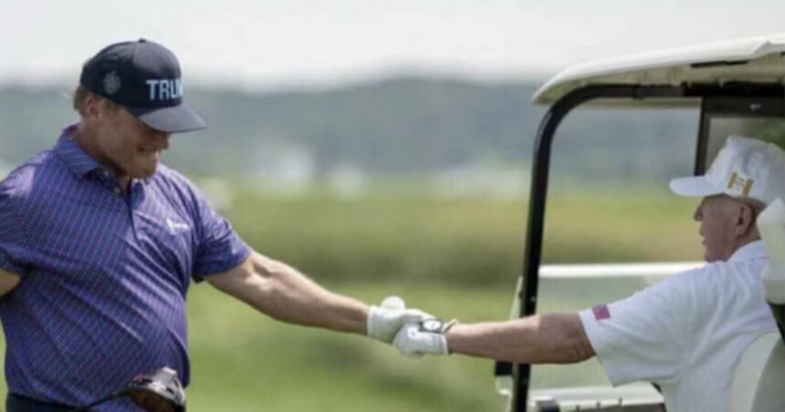 Trump was spotted playing golf with Jon Gruden