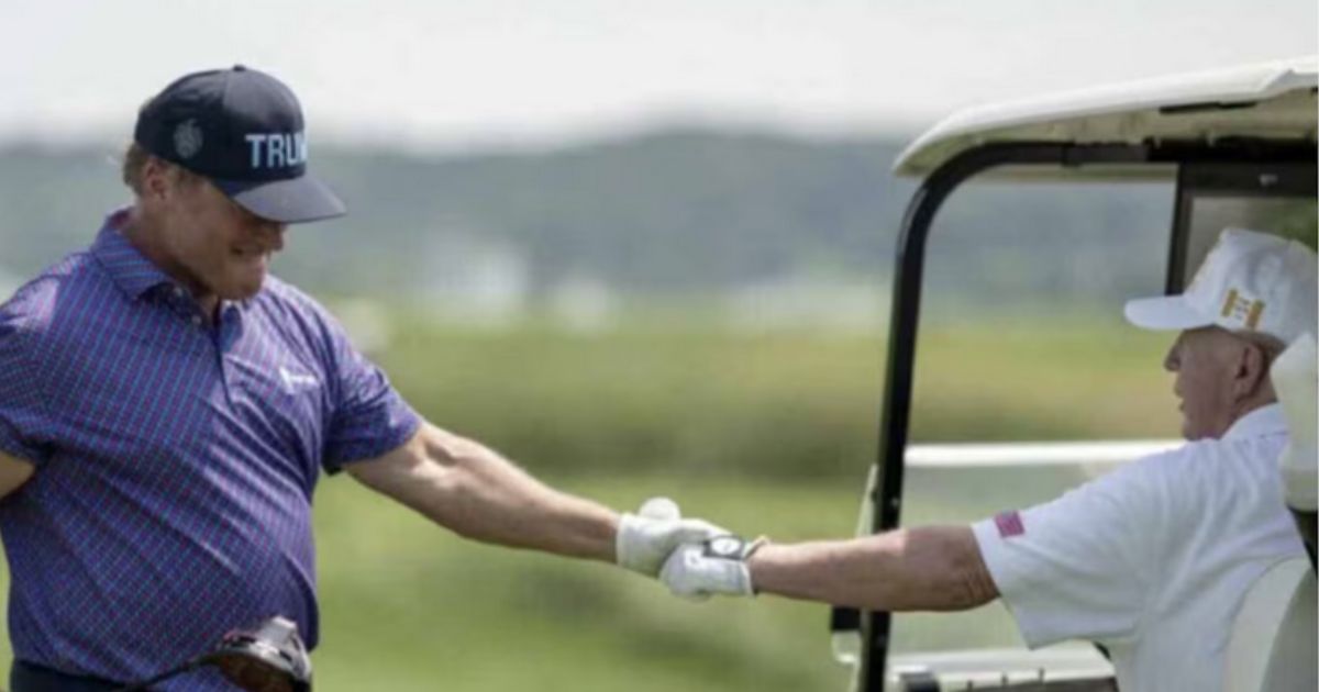 Trump was spotted playing golf with Jon Gruden