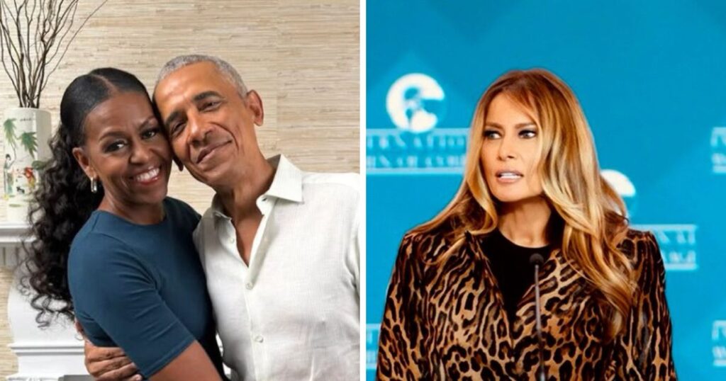 Barack and Michelle Obama (Image via Instagram/@michelleobama) and Melania Trump (Image via X/@FLOTUS)
