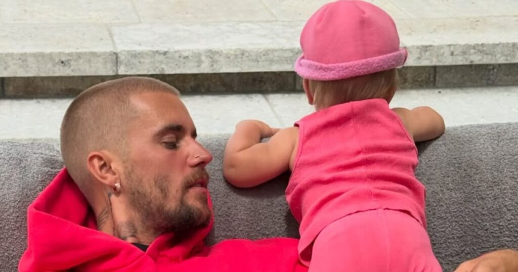 Justin Bieber with his son