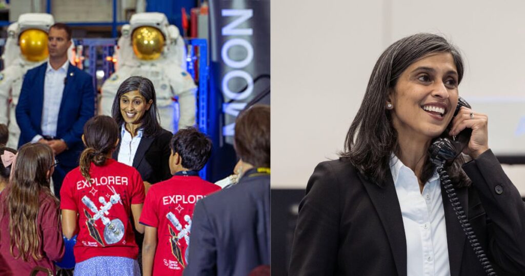 Usha Vance at the NASA’s Johnson Space Centre in Houston (left-@News4SA|X) and ( right- @NASA_Johnson|X).