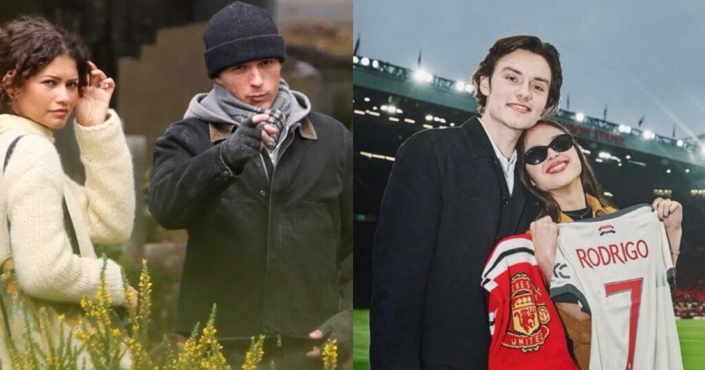 American actress Zendaya and Tom Holland (R) – via @anyaltman | X, and Olivia Rodrigo with Louis Partridge (L) – via @statsoir | X