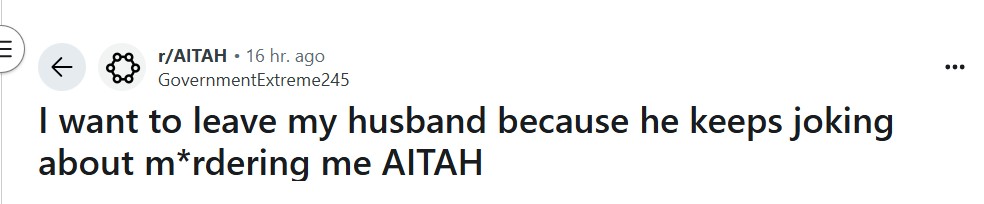 Reddit user shares husband's 'scary' joke 