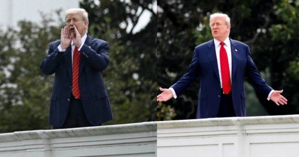 donald trump on the roof