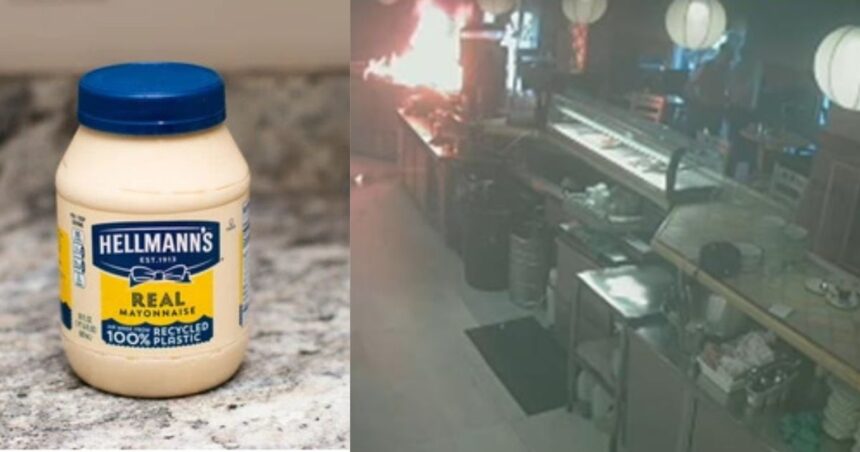 A customer set a cafe on fire