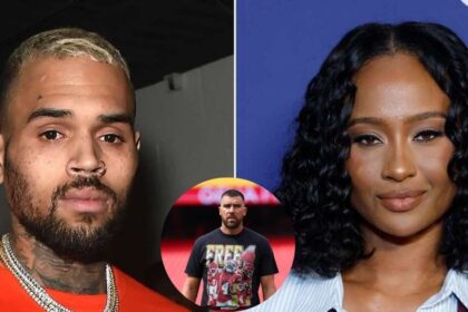 Chris Brown, Kayla Nicole (@unumihaimedia|X) and Travis Kelce (@RebeccaTucker85|X).