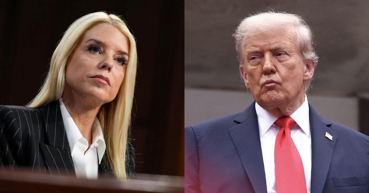 Pam Bondi (L), Donald Trump (R)