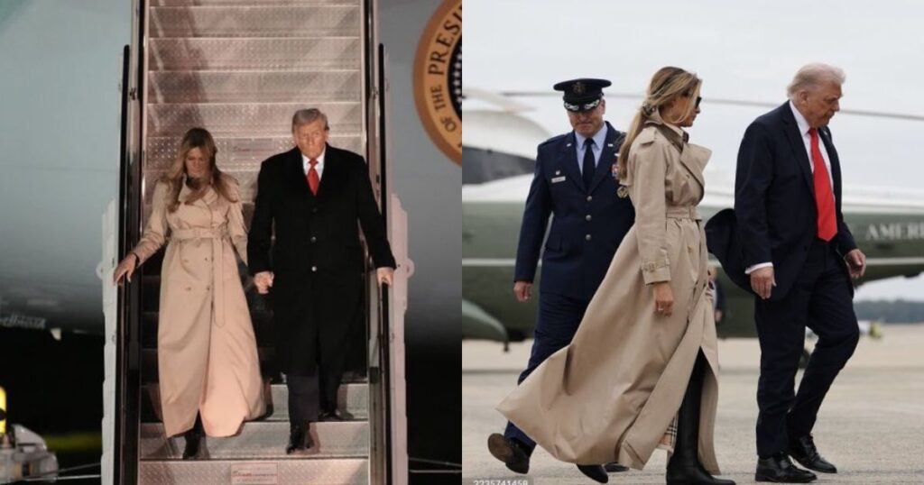 Donald Trump and Melania in U.K (left- @DailyMirror|X). and ( right- @EXECUTIVEXMEDIA|X).
