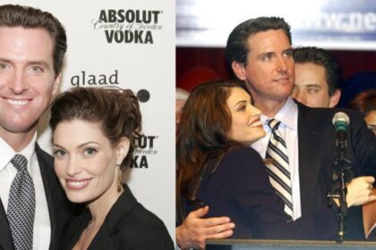 Gavin Newsom and Kimberly Guilfoyle ( left- @guelphgirlchris|X). and ( right- @Sallying_|X).