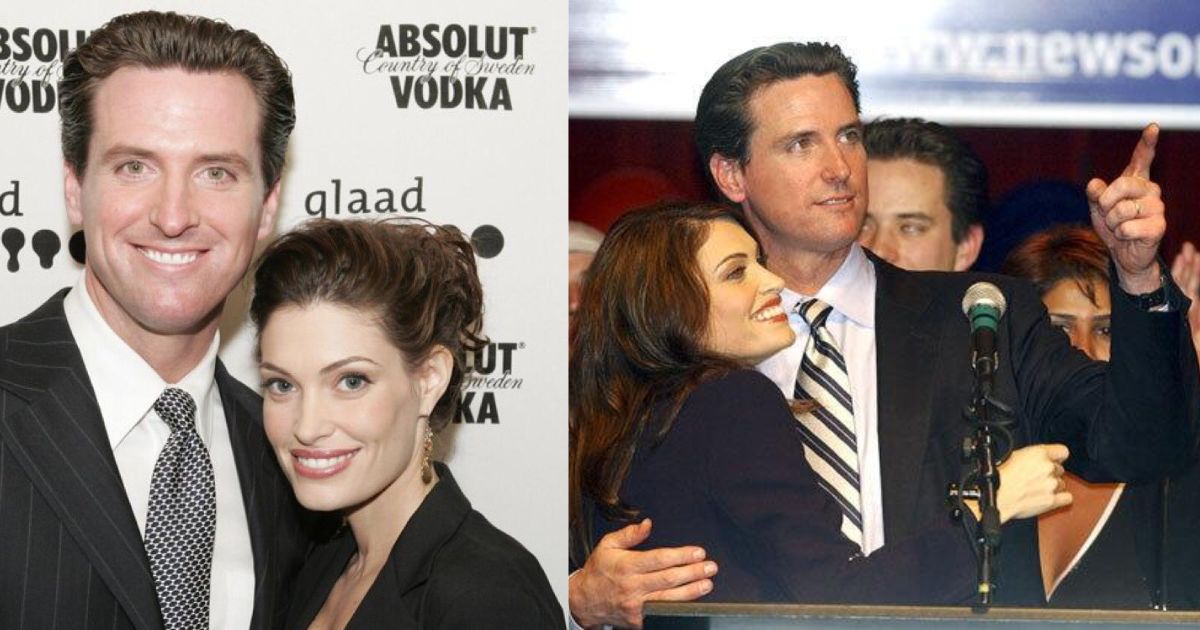 Gavin Newsom and Kimberly Guilfoyle ( left- @guelphgirlchris|X). and ( right- @Sallying_|X).