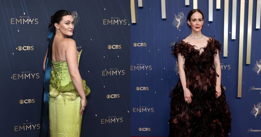 Isa Briones and Sarah Paulson at the Emmy Awards 2025. (left- @metgalacraveand|X)Sarah Paulson ( @sarahpaulsbean|X).