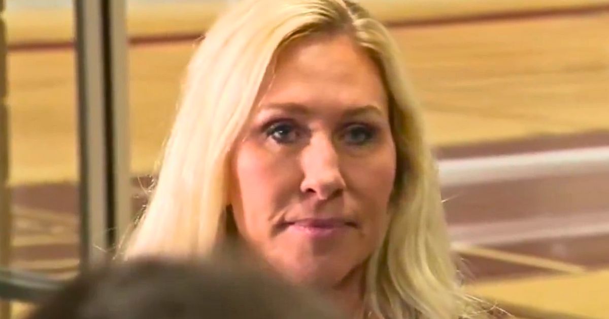 Marjorie Taylor Greene addresses reporters during a Capitol Hill press event.