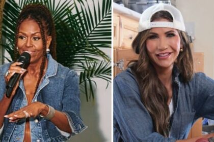 Michelle Obama wearing a denim jacket and jeans with a belt buckle at the 2025 Martha’s Vineyard African American Film Festival.