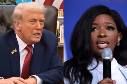 President Donald Trump and his Cabinet reacted awkwardly after he mocked Rep. Jasmine Crockett