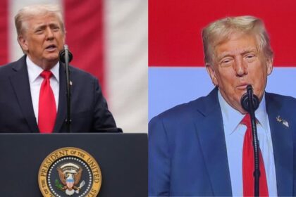 President Donald Trump at 79-year old left-(@LeavittMedia) and right- (@AnnieForTruth).