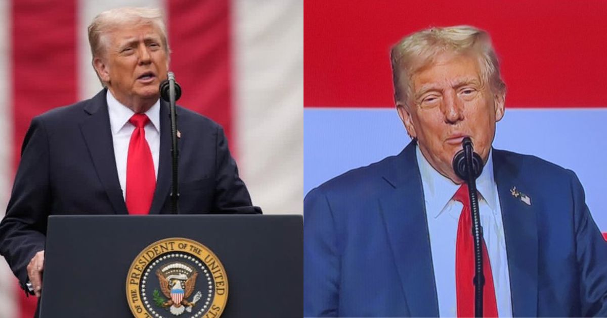 President Donald Trump at 79-year old left-(@LeavittMedia) and right- (@AnnieForTruth).