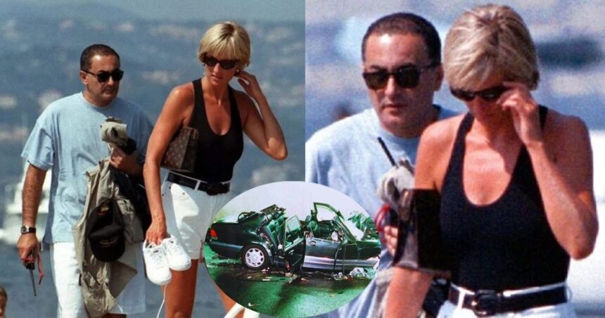 Princess Diana and Dodi together before the tragic car crash in 1997. (left- @modernhistory|X.com) and (right- @AstuteGaba|X.com) Picture inside the insert (@thepainterflynn|X.com).