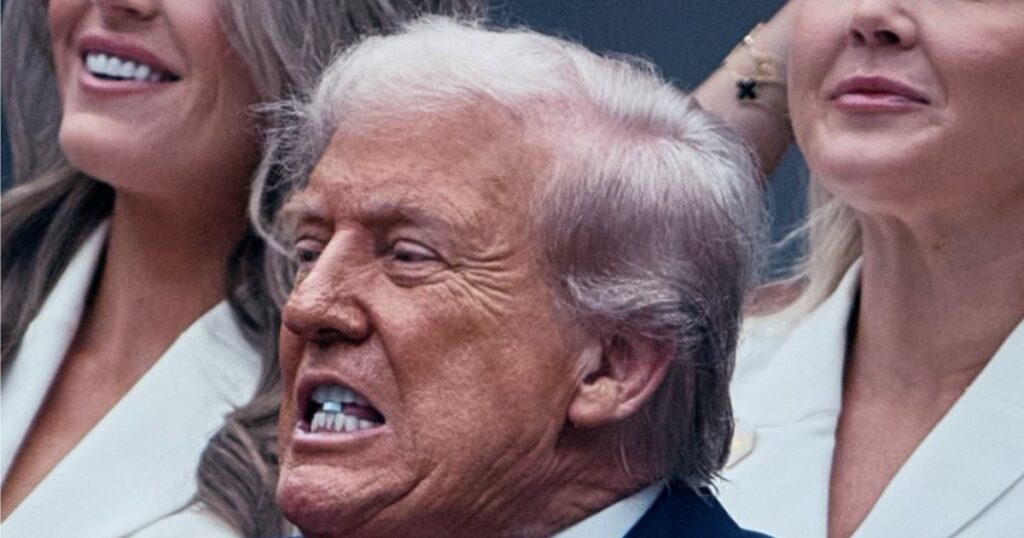 Donald Trump eating blue tablet