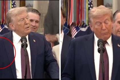 Donald Trump addressing the press at the Oval Offiice