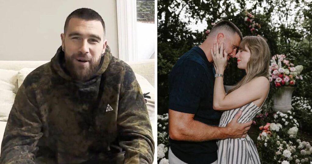 Travis Kelce speaks for the first time after proposing to Taylor Swift.
