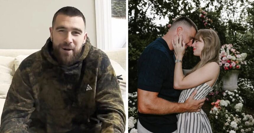 Travis Kelce speaks for the first time after proposing to Taylor Swift.