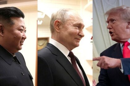 Kim Jong-un, Vladimir Putin and Donald Trump