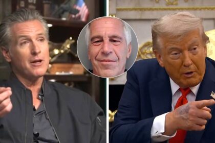 Gavin Newsom, Donald Trump and Jeffrey Epstein (Image Source: X/@GavinNewsom/@atrupar, Wikimedia Commons/State of Florida)