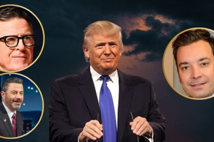 Donald Trump, Stephen Colbert, Jimmy Kimmel and Jimmy Fallon