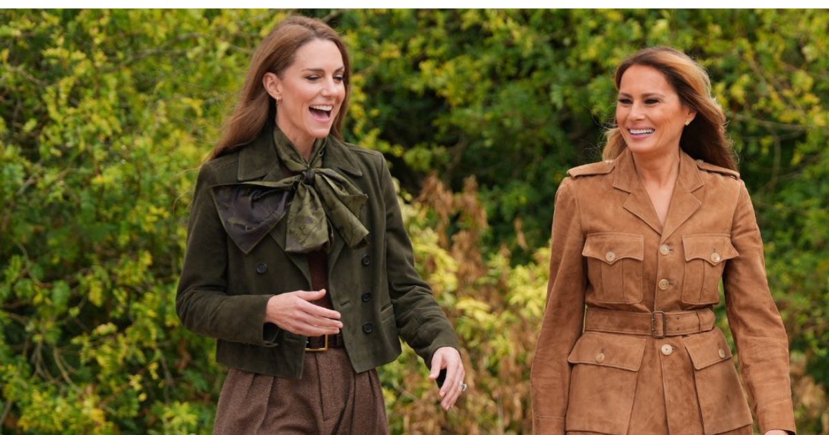 Kate Middleton and Melania Trump at Frogmore Gardens, Windsor,