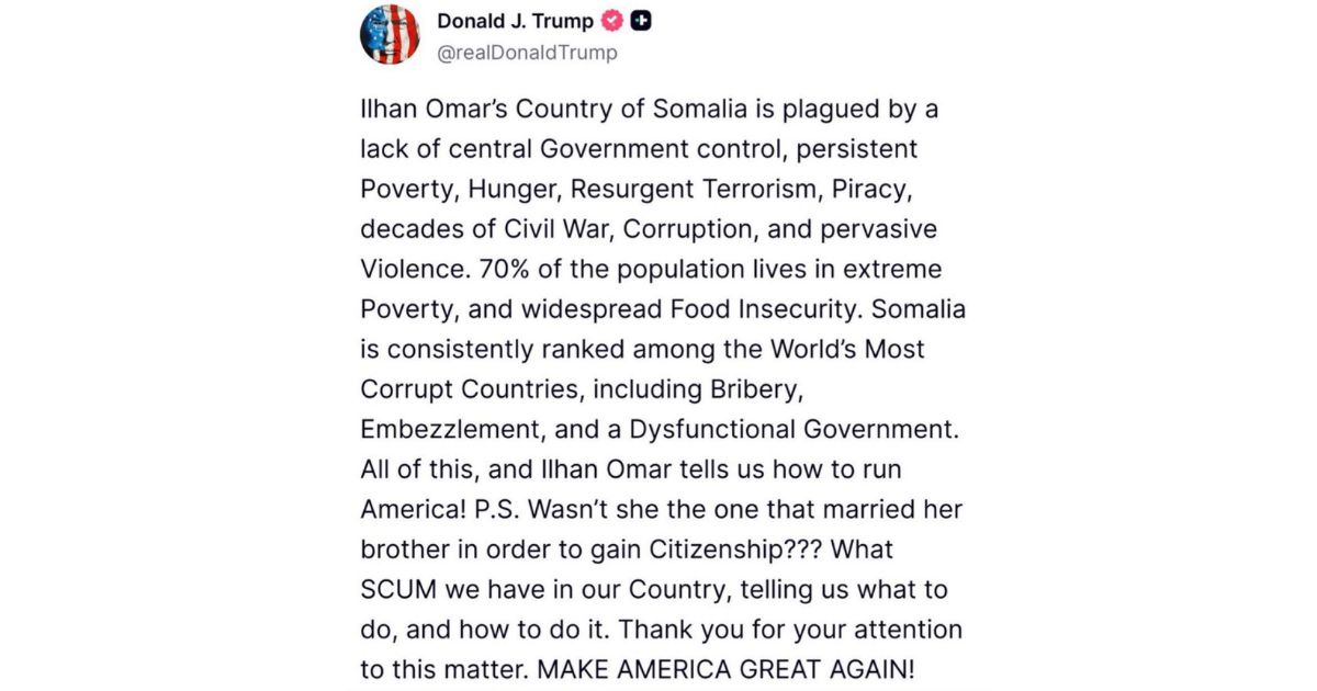 President Trump made derogatory posts about congresswoman Ilhan Omar