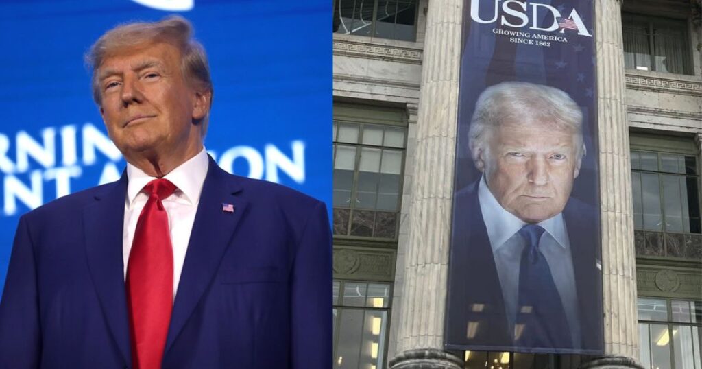 Donald Trump’s face banners in Washington DC