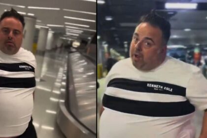 White man follows black man at airport, uses racist slur while the latter remains calm