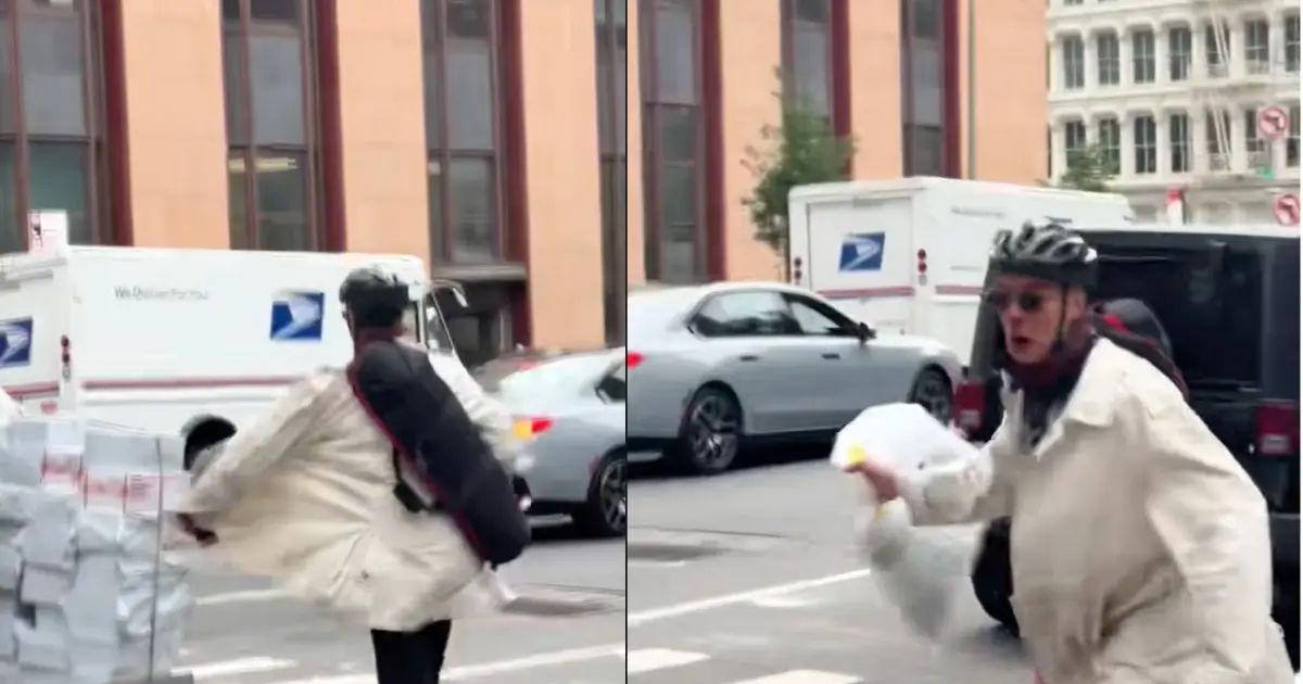 Man gets beaten up after throwing trash at a black man