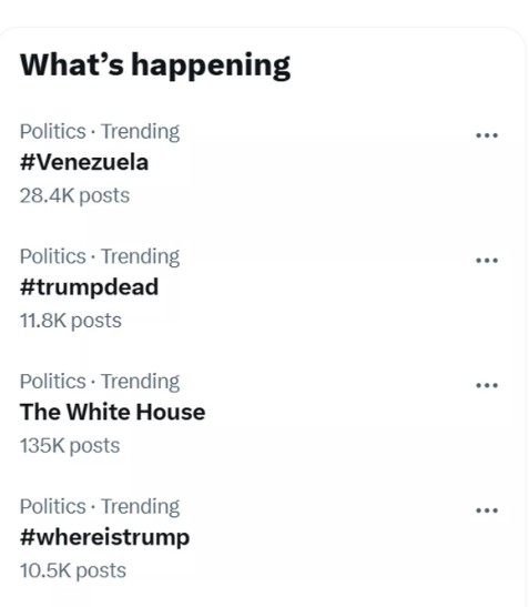 Trump is Dead hashtag trending on X