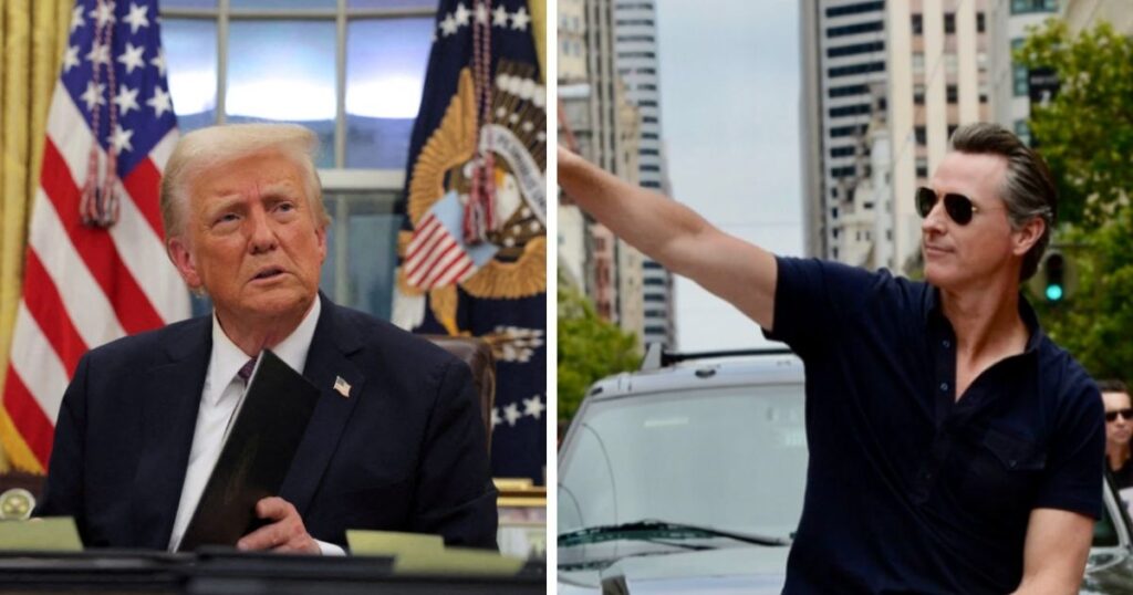 donald trump vs gavin newsom; mockery over hands