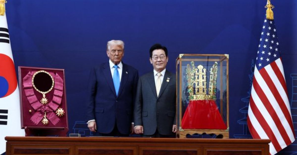 American President Donald Trump and South Korean President Lee Jae Myung. (Credits: @shelikhovskij|X.com).