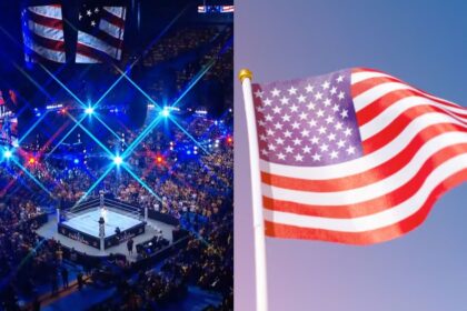 Australian fans boo during the US national anthem at WWE Crown Jewel in Perth