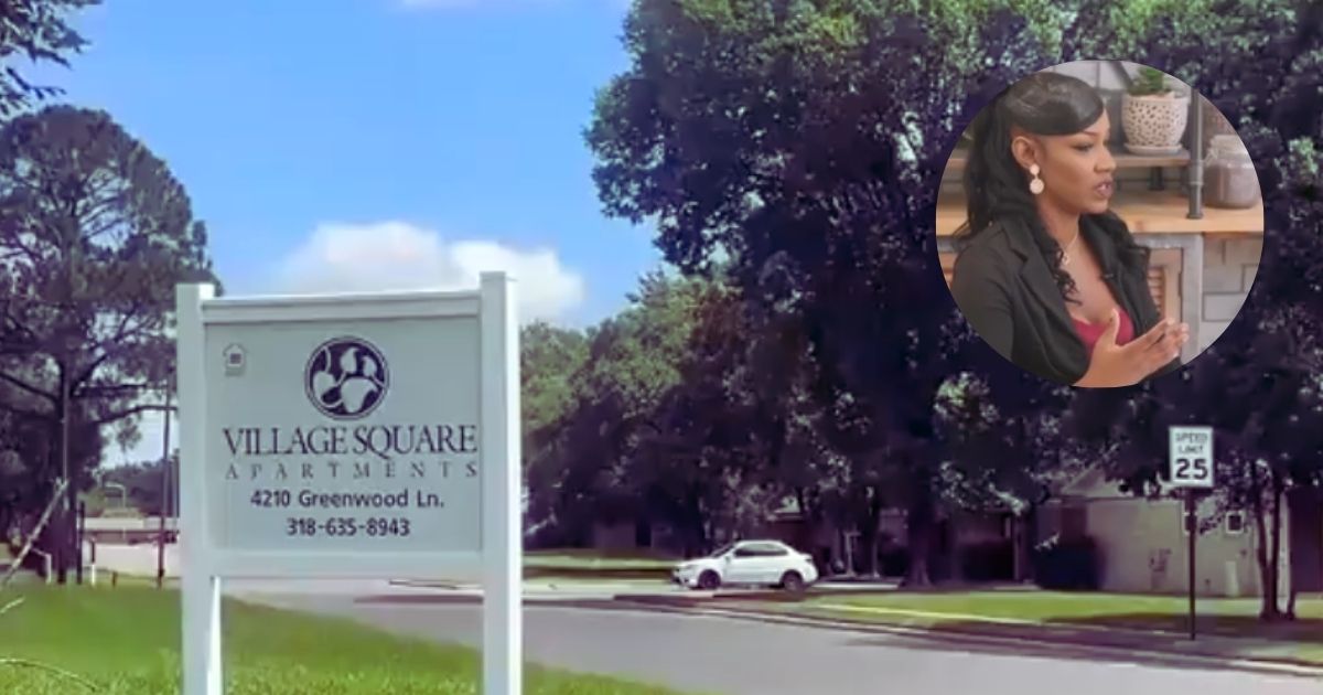 Mother of three was arrested over an issue she requested her apartment authorities for months. (both pictures from KSLA News 12 via YouTube).