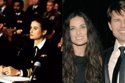 Demi Moore and Tom Cruise On-screen in 'A Few Good Men' (L) and off-screen at an event (R) Left- @LugarCinema|X.com and Right- @billy9865|X.com