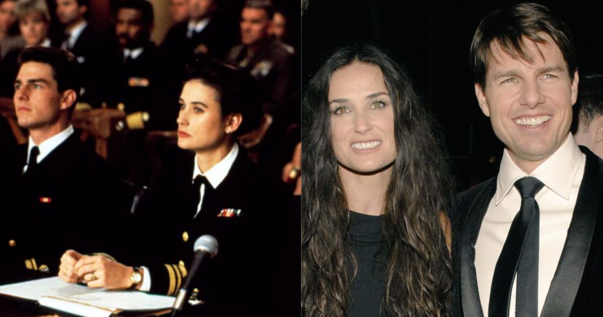 Demi Moore and Tom Cruise On-screen in 'A Few Good Men' (L) and off-screen at an event (R) Left- @LugarCinema|X.com and Right- @billy9865|X.com