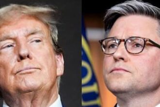 Donald Trump and Mike Johnson (@58bugeye|X.com).