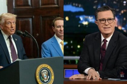 Donald Trump (@StandUpForTrmp|X.com) and Stephen Colbert (@PopCrave|X.com).